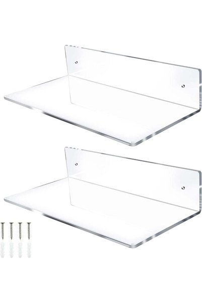 Generic ARS® Acrylic Floating Wall Shelves, L-Shaped Clear Acrylic Display Sh...