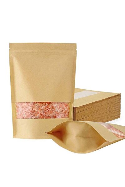 Generic 50 Pcs Kraft Paper Bags with Window, Stand Up Pouches Bags, Zip Lock ...