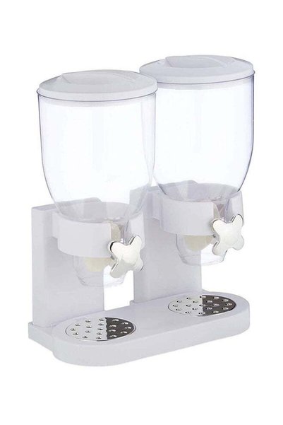 Generic Double Canister Cereal Dispenser White/Clear 35x20x35cm