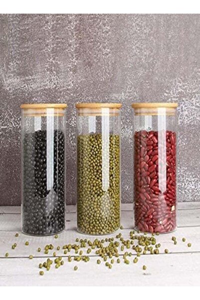 Generic Blackstone Glass Jar Canister With Air Tight Bamboo Lid Kitchen Food ...