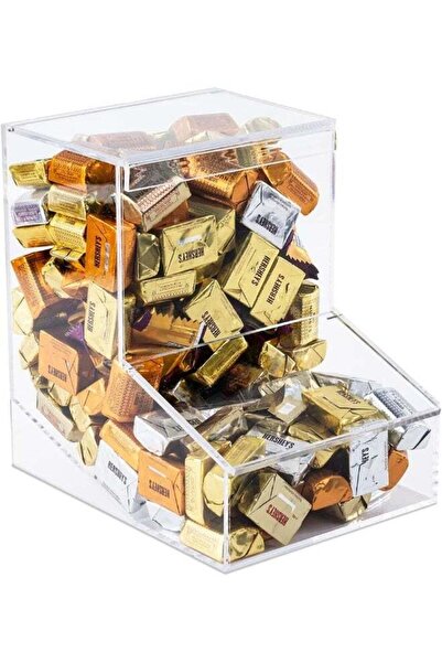 Generic Candy Dispenser - Bulk Acrylic Storage Holder with Two Lids on Counte...