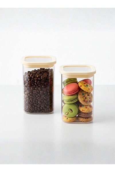 Generic Set of 2- 1100ML Borosilicate Square Glass Storage Jar with Air tight...