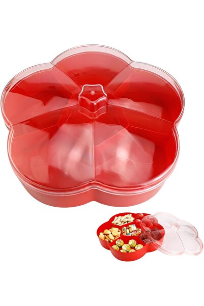 Generic 6 Compartment Plastic Serving Tray with Lid,Food Storage Candy Organi...