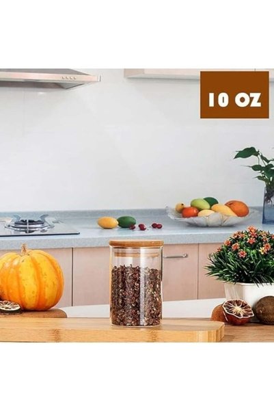 Generic 4 Pcs Glass Storage Jar With Bamboo Cover, 10 Ounce Food Sealed Jar, ...