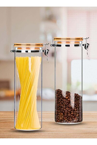 Generic Set of 2- 1400ML Borosilicate Glass Storage Jar With Clip and Airtigh...