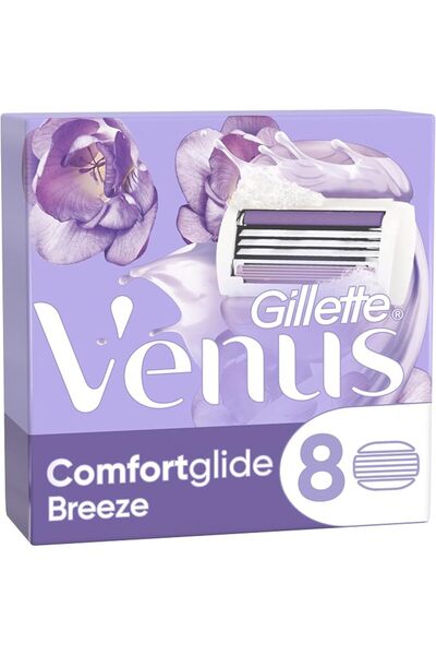 Gillette Venus Comfortglide Breeze 2-In-1 Razor Blades For Women, Pack Of 8 R...