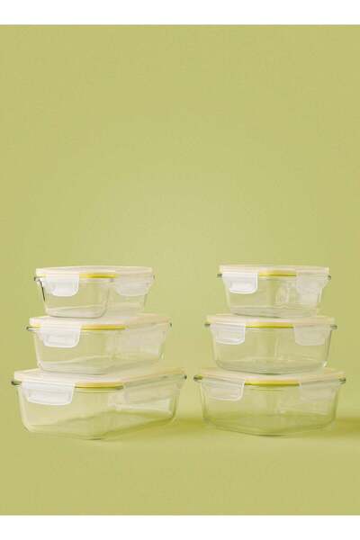 Generic 6 Piece Borosilicate Glass Food Container Set - Airtight Lids - Lunch...