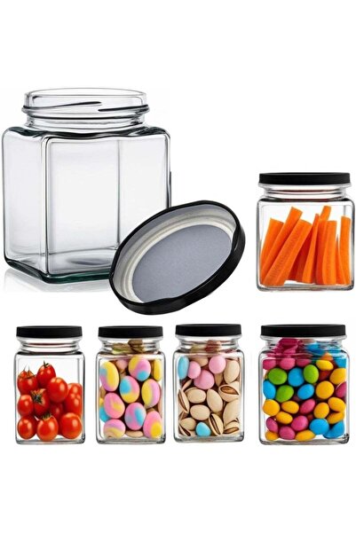 Generic Square Glass Jars with Airtight Black Lids – 270ml (9oz) Reusable Gla...