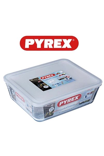 Generic Pyrex Cook & Freeze Rectangular Glass Dish with Plastic Lid (4L) – Ov...