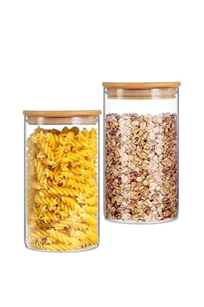 Generic Set of 2- 750 ML Borosilicate Glass Food Storage Jars With Bamboo Lid...