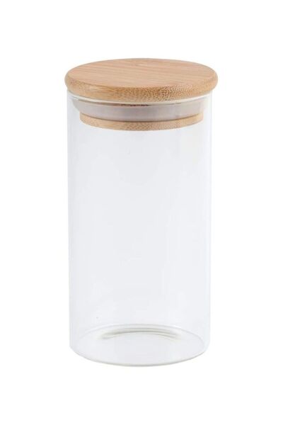 Generic 1200 ML Borosilicate Round Glass Storage Jar with Lid for Candy Cooki...