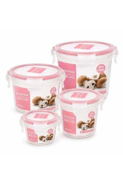 Generic BLACKSTONE Round Leakproof Plastic Food Storage Container Set with Lo...