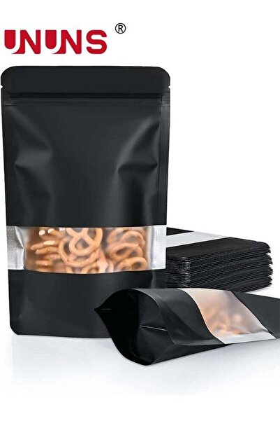 Generic 50Pcs Reusable Stand Up Bags,Kraft Paper Bags With Window,Zip Lock Fo...