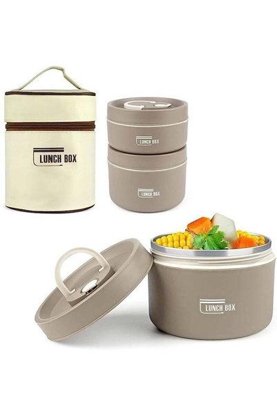 Generic 970ml 2-Layer Stainless Steel Insulated Lunch Box with Lunch Bag Stac...