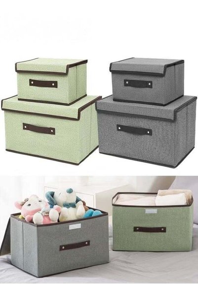 Generic Set Of 4 Foldable Storage Box,Linen Large Collapsible Fabric Stroage ...