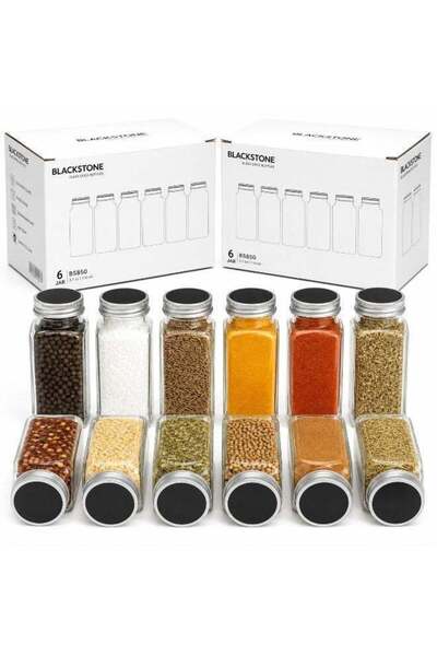 Generic Blackstone BS850 Glass Spice Jars Set of 12 100ml Clear Spice Bottles...
