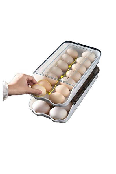 Generic Sliding Track Egg Storage Box Egg Tray for Refrigerator With Lid Egg ...