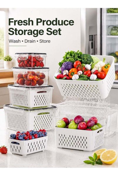 Generic 5-Piece Airtight Food Storage Containers with Removable Colanders, BP...