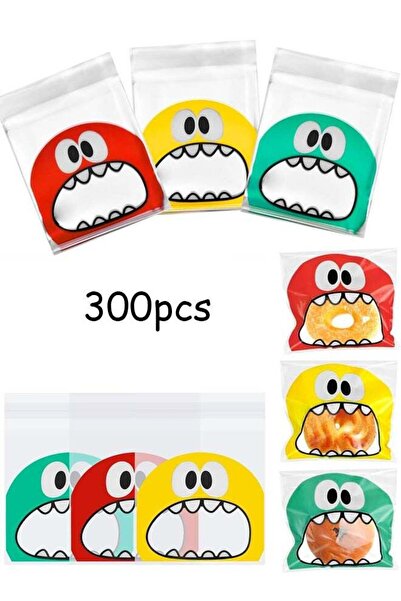 Generic 300PCS Self Adhesive Cookie Candy Bags ,10CM*10CM Big Mouth Monster B...