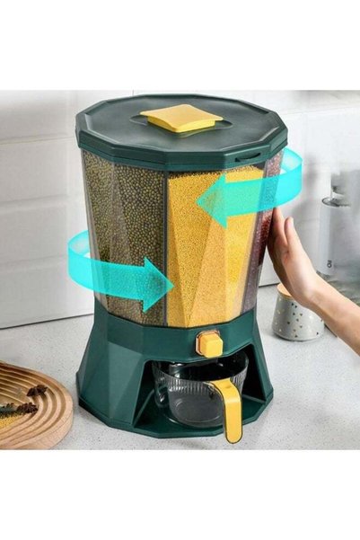 Generic Cereal Containers Storage, 4 Grid Rice Dispenser Dry Food Dispenser 4...