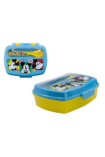 Generic Stor Mickey Mouse Funny Sandwich Lunch Box with Cutlery, 750ml / 30oz...