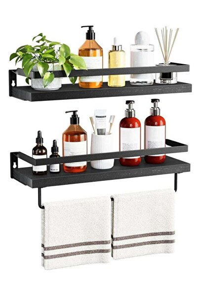 Generic Set of 2 ，Bathroom Shelves with Towel Bar, Floating Shelves, Wall She...