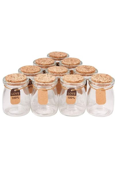 Generic 10 Pack of Glass Pudding jars Glass Containers with Cork Lids And Tag...