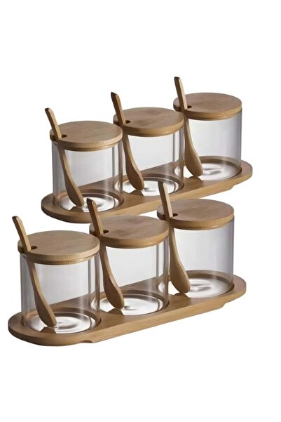 Generic Blackstone Glass Pantry Jars With Bamboo Lid Tray And Scoops For Coff...