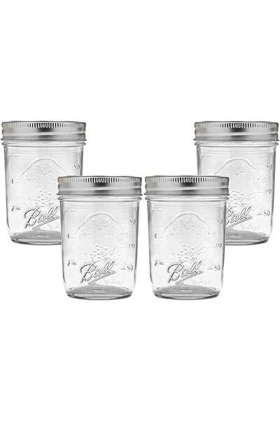 Generic Wide Mouth Mason Jars 500 ML Non Slip Jar - Set of 4 Pcs Mason Jars -...
