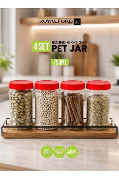 Generic Royalford 750 ml Round PET Storage Jars (Set of 4),Canister Set | Air...