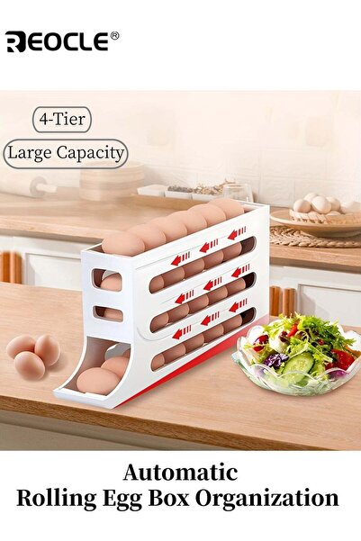 Generic 4 Tiers Large Capacity Automatic Rolling Egg Box Organization and Sto...