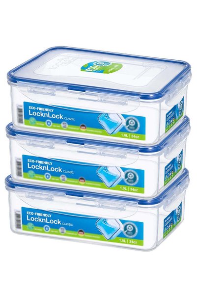 Generic LocknLock 1L Rectangle Airtight Food Storage PACK OF 3 - BPA-Free, Mi...