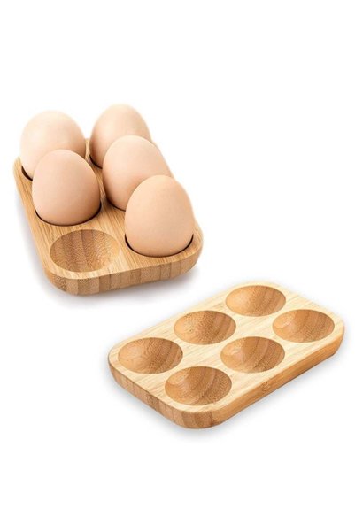 Generic Egg Cups for Refrigerator, 2 Pieces Fridge Egg Organizer, Wooden Egg ...