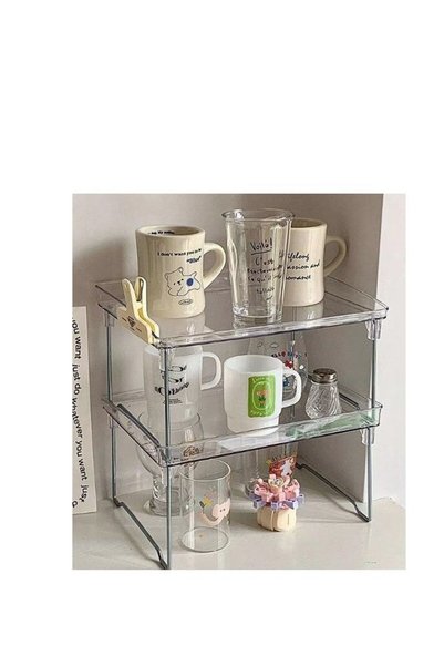 Generic Set of 2 Kitchen Countertop Organizer Stackable Shelf Organizer Corne...
