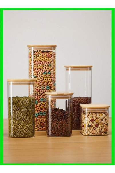 Generic YAH 5-Piece Luxurious Airtight Glass Jar Set – Ultra-Clear Borosilica...