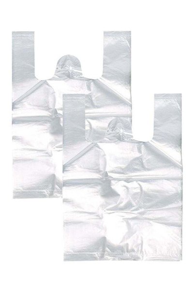 Generic 100 transparent T-shirt shopping bags, 15.8 inches x 25.2 inches mult...