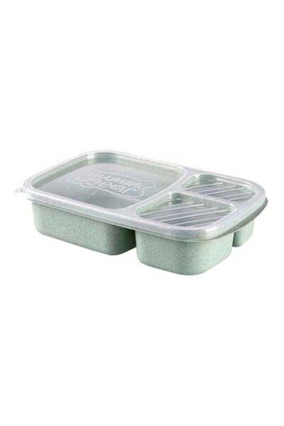 Generic 3 Grid Portable Food Storage Lunch Box Green/Clear