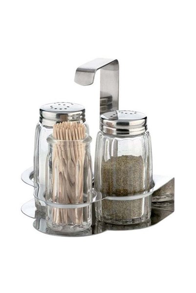 Generic 3-Piece Classic Condiment Jar Set Clear/Silver 11x9x11cm