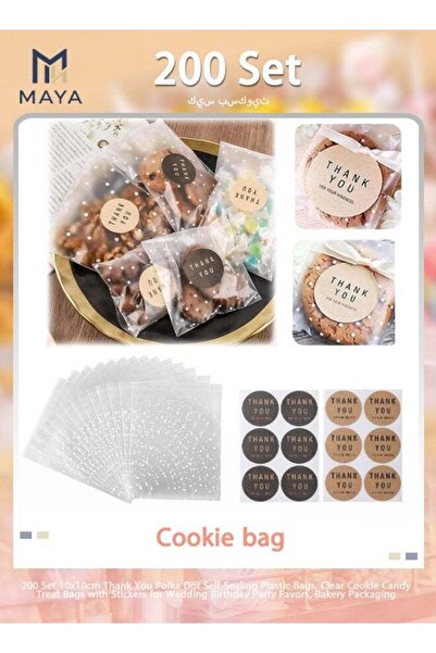 Generic 200 Set 10x10cm Thank You Polka Dot Self-Sealing Plastic Bags, Clear ...