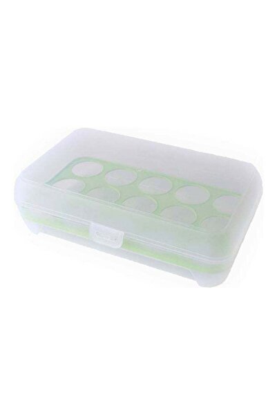 Generic 15 Grid Egg Storage Box Clear/Green 26x17x7cm