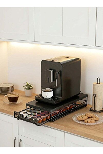 Generic Coffee Capsule Storage Rack with Drawer, Metal Coffee Machine Stand a...