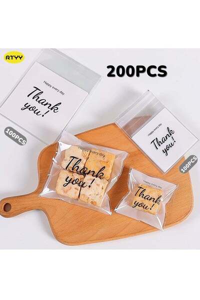 Generic 200 Pcs Self Adhesive Cookie Bags, Gift Cookies Candy Packaging Bag w...