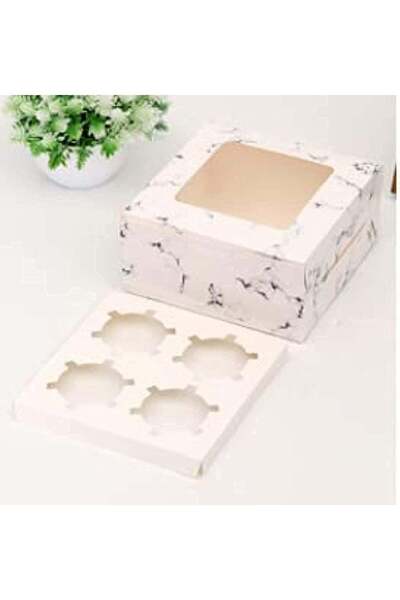 Generic REDDOTGIFT® 4 Cavities Kraft Paper Cupcake Box (Pack of 12) with Inse...