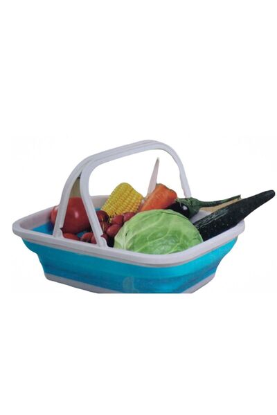 Generic Collapsible Shopping Basket With Handle - Portable Outdoor Picnic Bas...