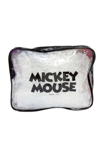 Generic DAISO Mickey Mouse Vinyl Pouch with Gusset - Black/Rainbow
