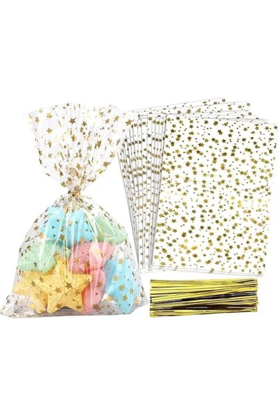 Lonimia 100PCS Clear Party Favor Bags with Twist Ties - Wedding & Eid Goodie ...