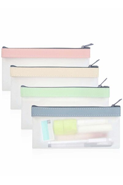 Generic Pencil Pouch, 4pcs Clear Bag Sper Soft Tpu Case Bags with Zipper, Mul...