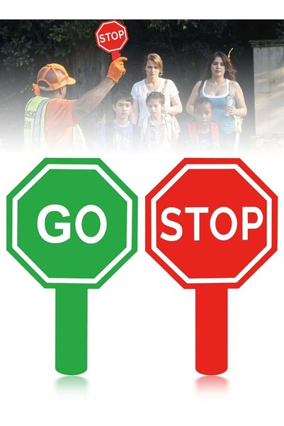 Generic 2 PCS Stop and Go Sign with Handle Double Sided Red Light Green Light...