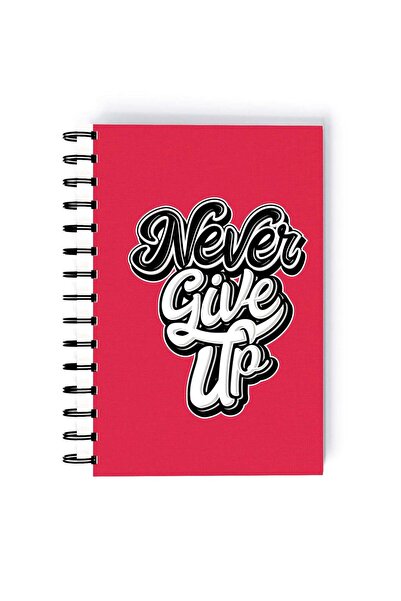 Generic Never Give Up Quote Rectangle Spiral A5 Notebook Multicolour