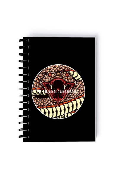 Generic Spiral A5 Notebook Animal Face Radial Print Snake Black